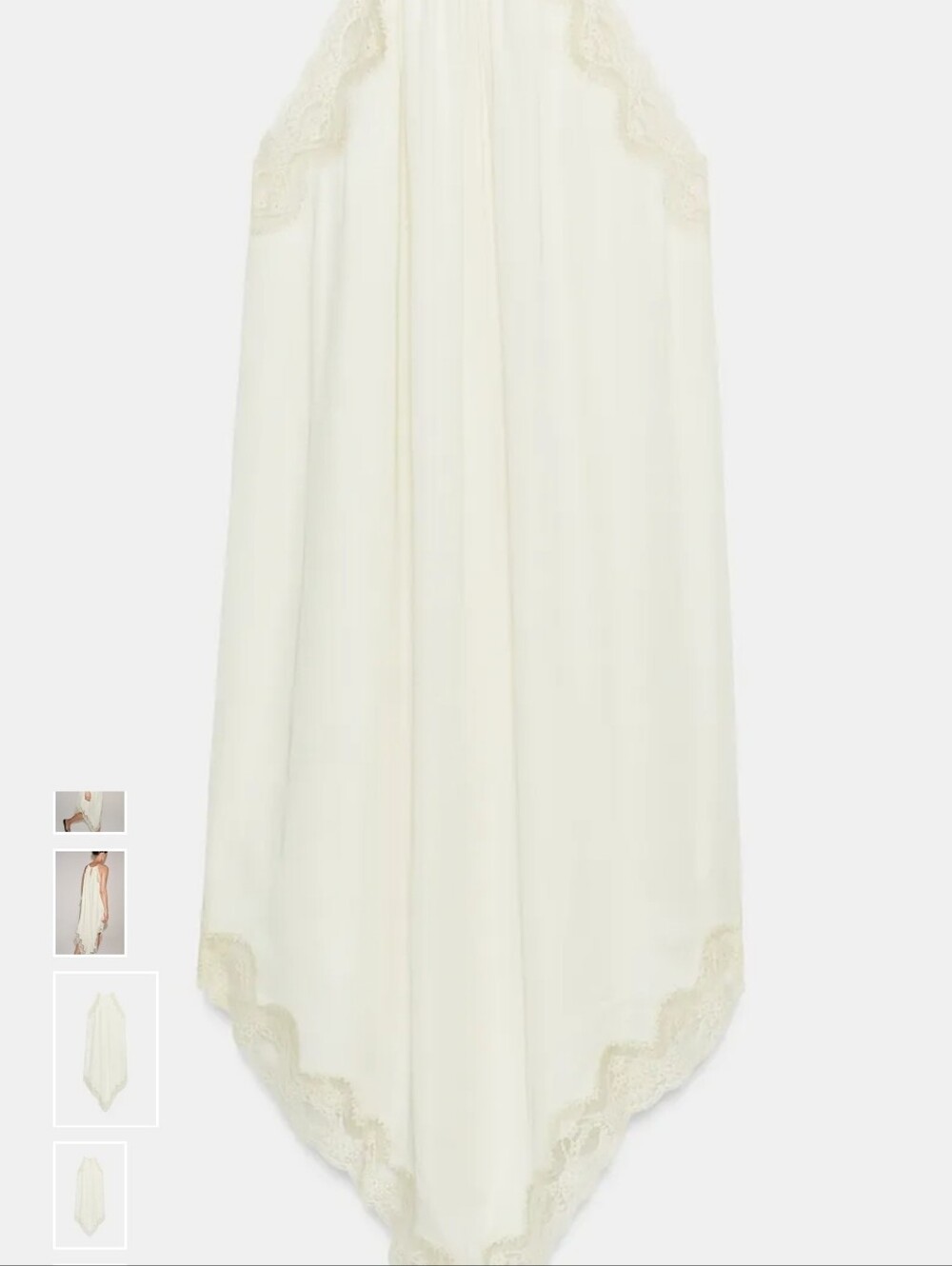 Zara Cream Asymmetrical Lace-Trim Midi Dress - Picture 9 of 13